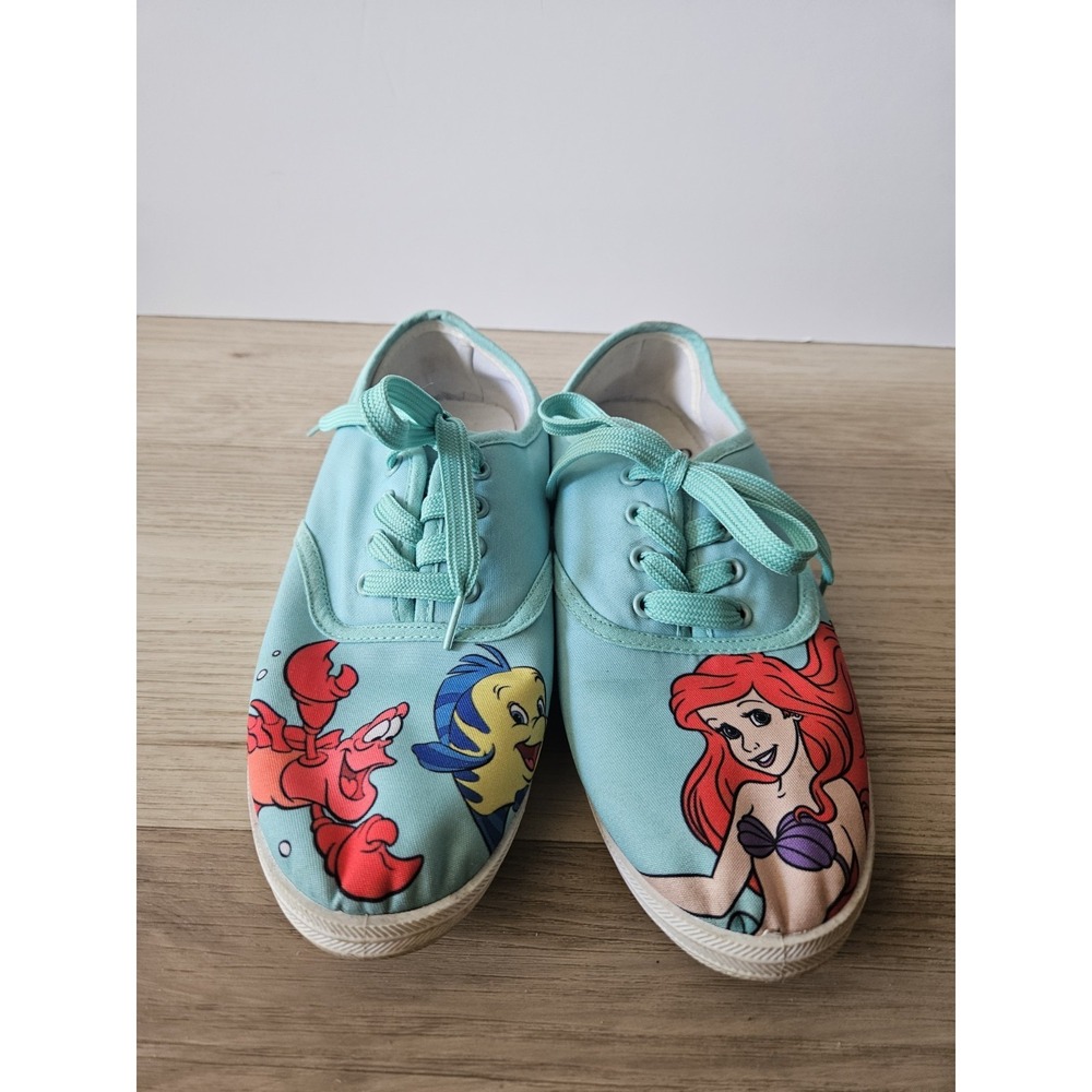 RARE Disney The Little Mermaid Teal Green Sneakers Ariel Flounder Casual Canvas